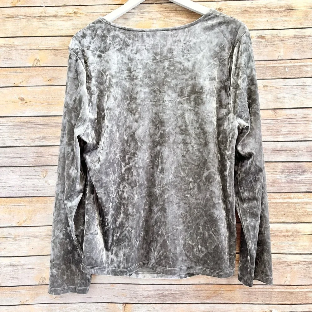 Calvin Klein Blouse Women’s Size XL Silver Crushed Velvet Asymmetrical NWT